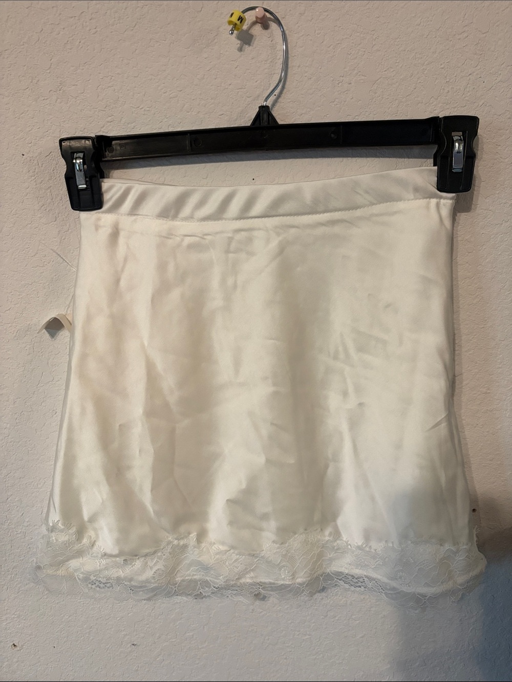 Cream Lace-Trim Mini Skirt